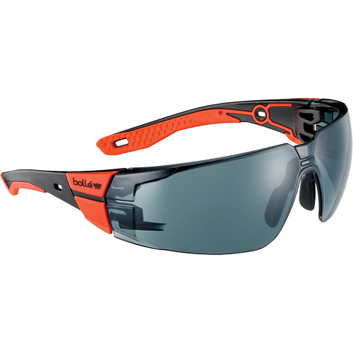 RUSH+ 2.0 M/L Safety Glasses with Black & Red Frame, Smoke Lens, Anti-Fog/Anti-Scratch, ANSI Z87+ Dufferin Supply