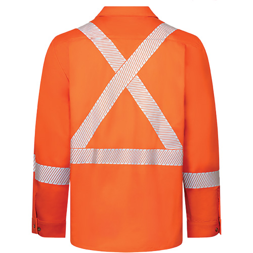 Avenger 7 oz Deluxe Segmented Striped High-Visibility Work Shirt, Style 652, Men's, 4X-Large (Tall), Orange Dufferin Supply
