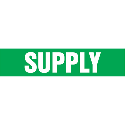 Marqueurs de tuyau "Supply", Autocollant, 4" h x 24" la, Blanc/vert Dufferin Supply