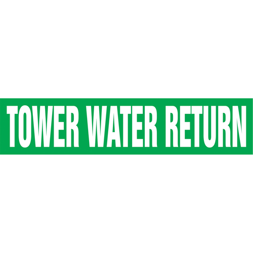 "Tower Water Return" Pipe Markers, Self-Adhesive, 2-1/2" H x 12" W, White on Green Dufferin Supply