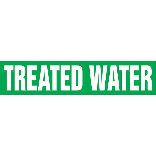 Marqueurs de tuyau "Treated Water", Autocollant, 2-1/2" h x 12" la, Blanc/vert Dufferin Supply