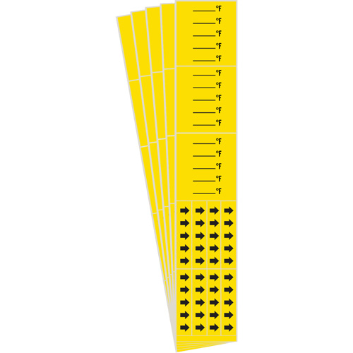 "Blank °F" Pipe Markers, Self-Adhesive, 2-1/4" H x 14" W, Black on Yellow Dufferin Supply