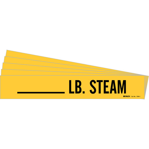 "LB. Steam" Pipe Markers, Self-Adhesive, 2-1/4" H x 2-3/4" W, Black on Yellow Dufferin Supply
