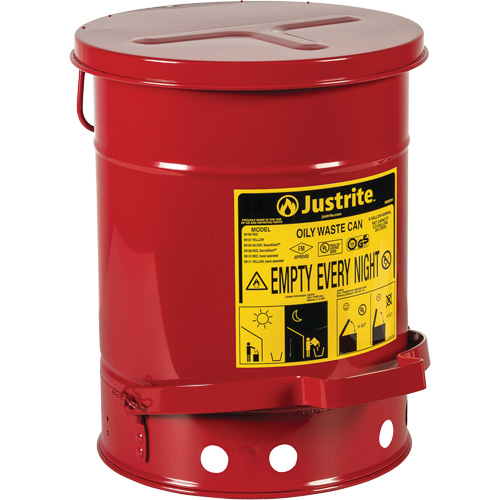Contenants pour d&eacute;chets huileux, Homologu&eacute; FM/List&eacute; UL, 6 gal. US, Rouge Dufferin Supply