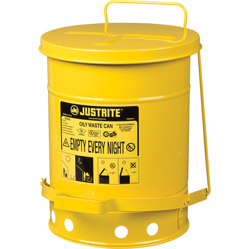 Contenants pour d&eacute;chets huileux, Homologu&eacute; FM/List&eacute; UL, 6 gal. US, Jaune Dufferin Supply