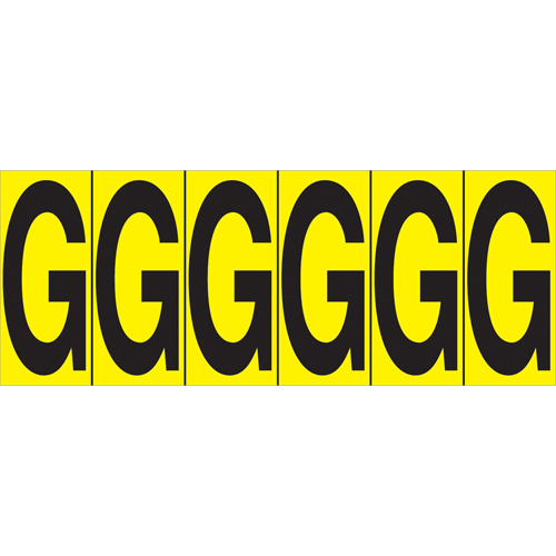 Individual Adhesive Letter Markers, G, 2-15/16" H, Black on Yellow Dufferin Supply