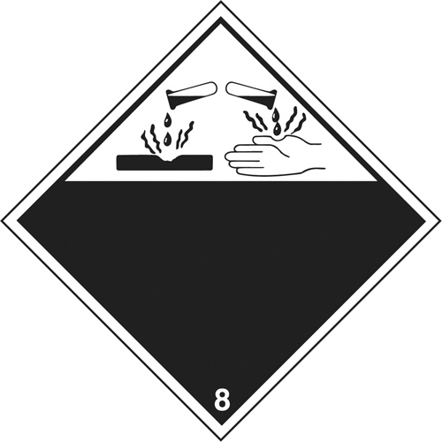 Corrosive Materials TDG Placard, Plastic Dufferin Supply
