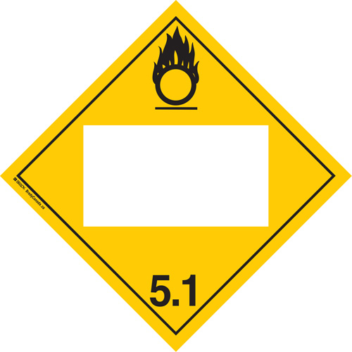 Oxidizer TDG Placard, Adhesive Vinyl Dufferin Supply