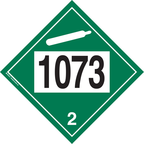 Plaque-&eacute;tiquette TMD 1073 pour gaz ininflammable oxyg&egrave;ne liqu&eacute;fi&eacute;, Plastique Dufferin Supply