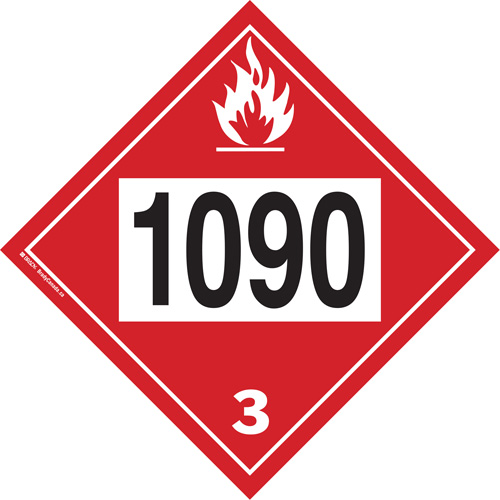 Plaque-&eacute;tiquette TMD 1090 pour liquide inflammable ac&eacute;tone, Plastique Dufferin Supply