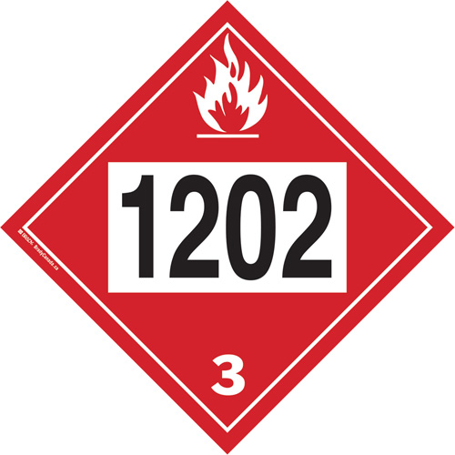 1202 Fuel Oil Flammable Liquid TDG Placard, Plastic Dufferin Supply