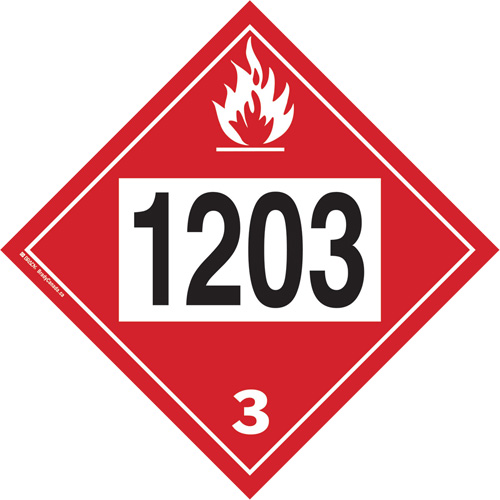 Plaque-&eacute;tiquette TMD 1203 pour liquide inflammable essence & essence-alcohol, Plastique Dufferin Supply