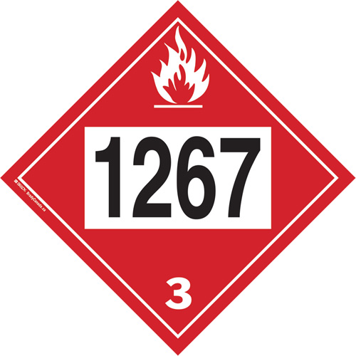 1267 Petroleum Crude Oil Flammable Liquid TDG Placard, Adhesive Vinyl Dufferin Supply
