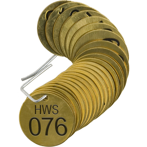 &eacute;tiquettes num&eacute;rot&eacute;es pour vannes HWS, # 076-100, Laiton, 1,5" dia. Dufferin Supply