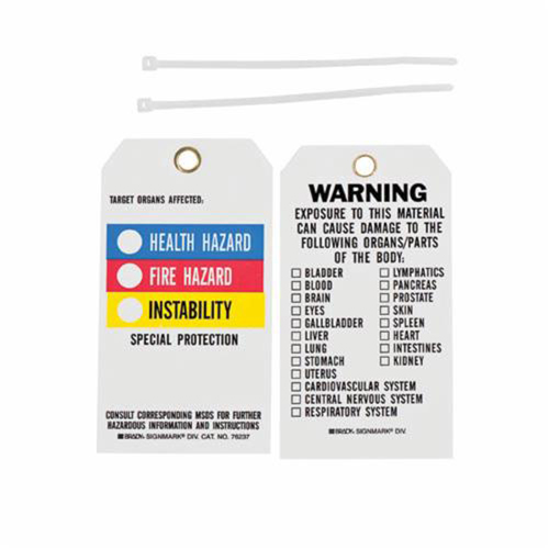 Right-To-Know Tags, Polyester, 3" W x 5-3/4" H, English Dufferin Supply