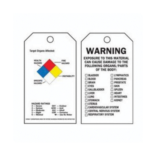 Right-To-Know Tags, Polyester, 3" W x 5-3/4" H, English Dufferin Supply
