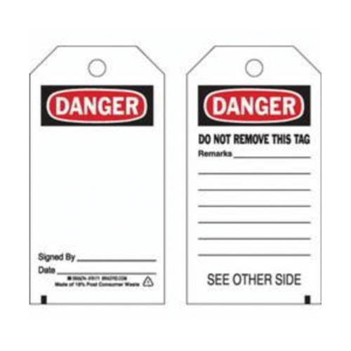 Accident Prevention Tags, Polyester, 3" W x 5-3/4" H, English Dufferin Supply