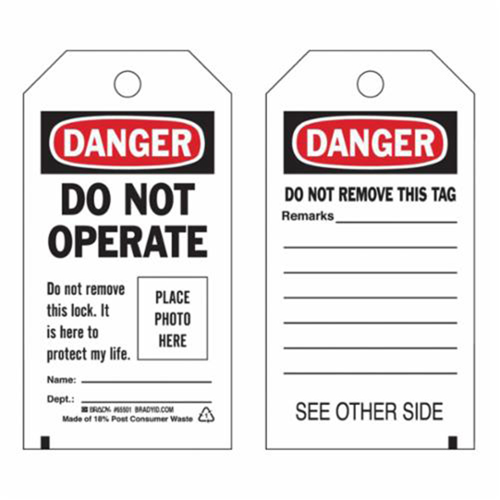 Self-Laminating "Do Not Operate" Tags, Polyester, 3" W x 5-3/4" H, English Dufferin Supply