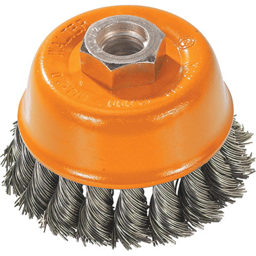 Knot-Twisted Wire Cup Brush, 3" Dia. x 5/8"-11 Arbor Dufferin Supply