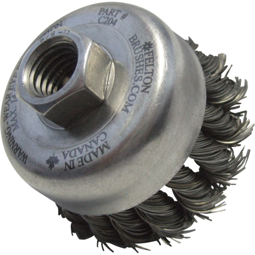 Knotted Wire Wheel Cup Brushes, 5" Dia. x 5/8"-11 Arbor Dufferin Supply