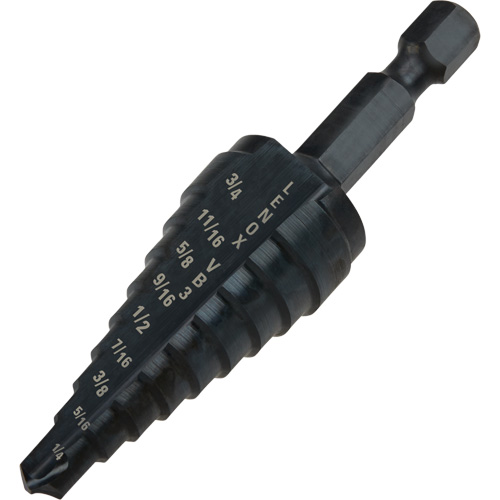 #3 Step Drill Bit, 1/4" - 3/4" , 1/16" Increments, High Speed Steel Dufferin Supply