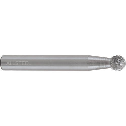 AllSteel Ball Shape Carbide Burr, SD-1, 1/4" Dia., 1/4" Shank, 7/32" Depth of Cut Dufferin Supply