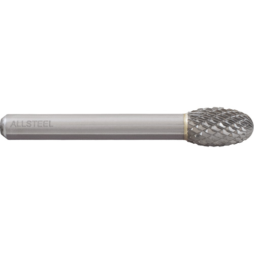 AllSteel Egg Shape Carbide Burr, SE-3, 3/8" Dia., 1/4" Shank, 5/8" Depth of Cut Dufferin Supply