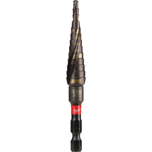 #1 Shockwave Impact Duty Step Drill Bit, 1/2" - 1-1/8" , 1/32" Increments, Titanium Dufferin Supply