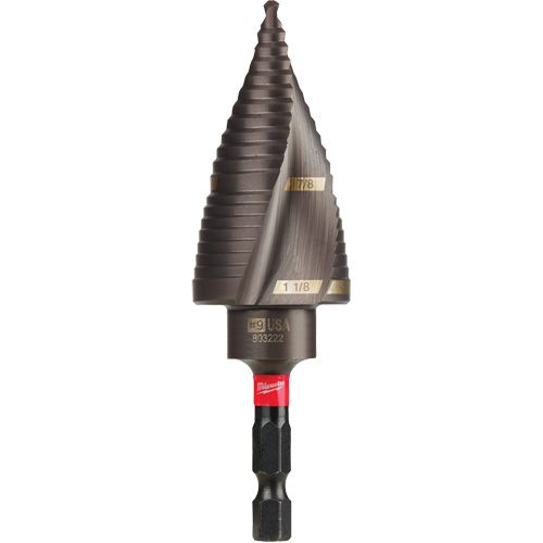 #9 Shockwave Impact Duty Step Drill Bit, 7/8" - 1-1/8" , 1/4" Increments, Titanium Dufferin Supply