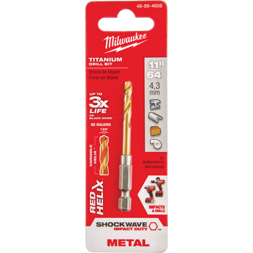 Foret Shockwave, 11/64", Titane, Cannelure 1-3/32", Pointe de 135° Dufferin Supply