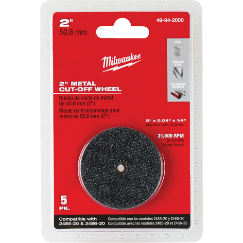 Disque &agrave; tronçonner pour meuleuse &agrave; angle droit M12 Fuel, 2" x 0,04", Arbre de 1/4", Type 1, Oxyde d'aluminium, 21000 Tr/min Dufferin Supply