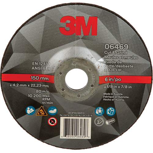 Cut & Grind Wheel, 6" x 1/8", 7/8" Arbor, Type 27, Ceramic Dufferin Supply