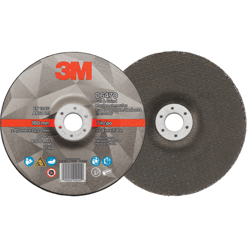 Cut & Grind Wheel, 7" x 1/8", 7/8" Arbor, Type 27, Ceramic Dufferin Supply
