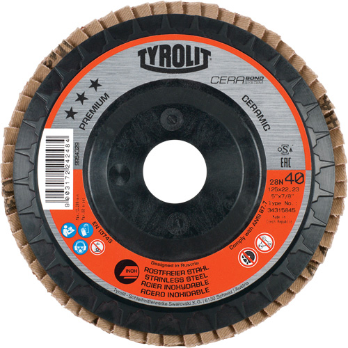 Flap Disc, 4-1/2" x 5/8"-11, Type 27, 40 Grit, Ceramic Dufferin Supply