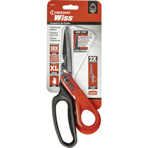 Cisailles robustes &agrave; rev&ecirc;tement en titane pour ouvriers professionnels, 10", Poign&eacute;e Anneaux Dufferin Supply