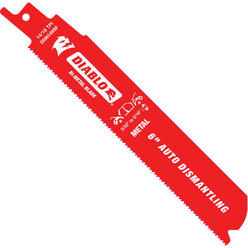 Reciprocating Blade for Auto Dismantling, Bi-Metal, 14-18 TPI, 6" L x 1" W Dufferin Supply