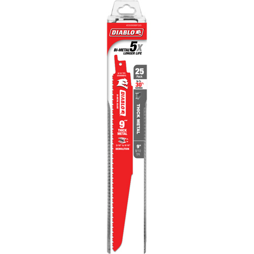 Lame de scie alternative pour la d&eacute;molition et les m&eacute;taux &eacute;pais, Bim&eacute;tal, 8-10 Dents par pouce, 9" lo Dufferin Supply