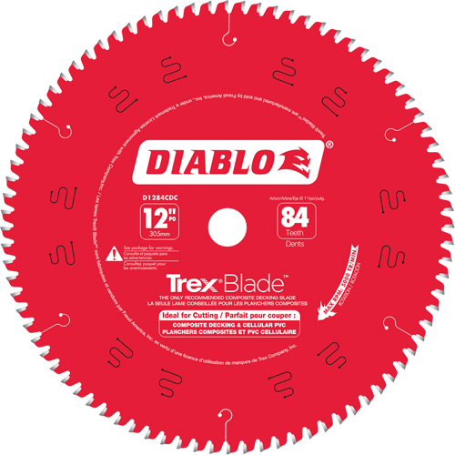 Lame de scie &agrave; d&eacute;couper Trex Blade, 12", 84 dents, Pour Plastique/Plastique Dufferin Supply