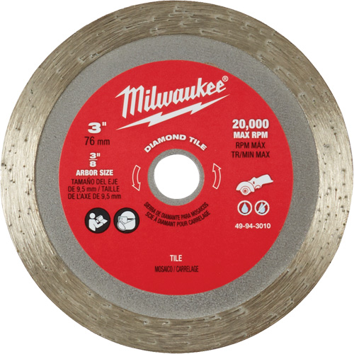 Lame pour coupe de carreaux, 3" x Arbre de 3/8", Losange, 20 000 Tr/min Dufferin Supply