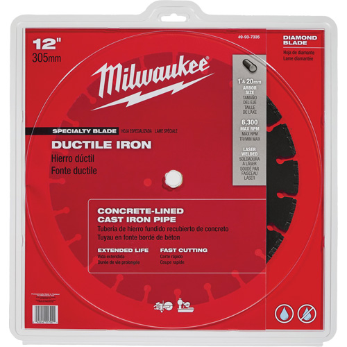 Lame de scie circulaire pour la fonte ductile, 12", Pour Fonte ductile Dufferin Supply