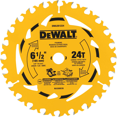 Carbide-Tipped Framing Circular Saw Blade, 6-1/2", 24 Teeth, Wood Use Dufferin Supply
