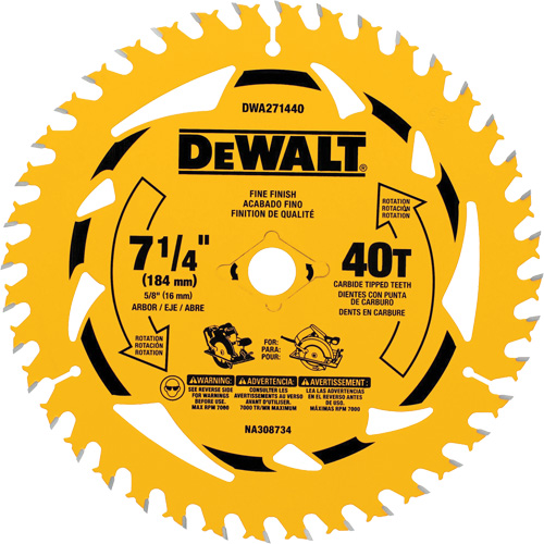 Circular Saw Blade, 7-1/4", 40 Teeth, Wood Use Dufferin Supply