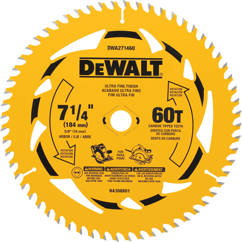 Circular Saw Blade, 7-1/4", 60 Teeth, Wood Use Dufferin Supply