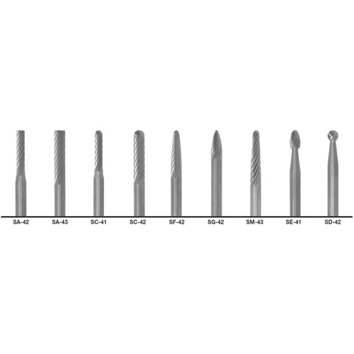 1855 Double Cut Carbide Burr Set, 9 Pieces Dufferin Supply