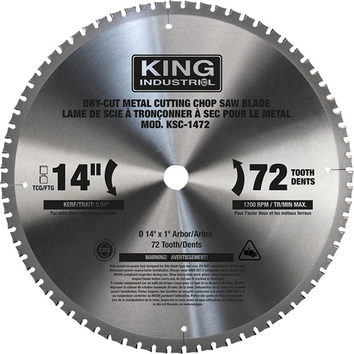 Lame de scie &agrave; tronçonner, 14", 72 dents, Pour M&eacute;tal Dufferin Supply
