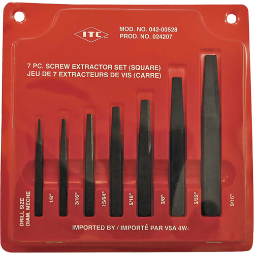 ISE-7 7-Piece Square Screw Extractor Set, For Screw Size 1/8" - 9/16" Dufferin Supply