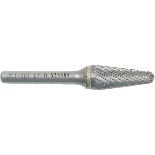 L4-D JET-KUT&reg; Taper Shape Burr with Radius End, 1/4" Dia., 1/4" Shank, 1-1/8" Depth of Cut Dufferin Supply