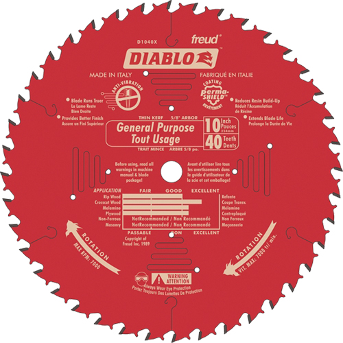 Lames de scie - Usage universel, 10", 40 dents, Pour Bois Dufferin Supply