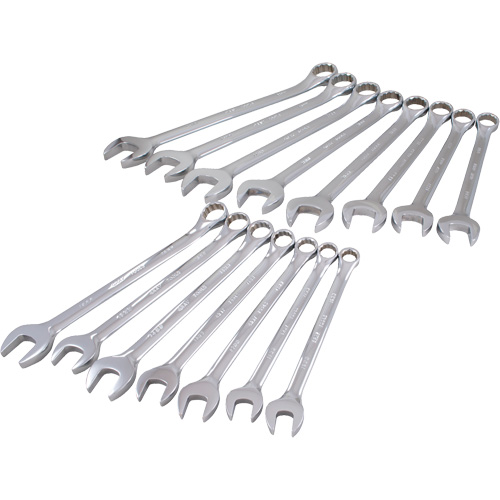 Mirror Chrome Wrench Set, Combination, 15 Pieces, Metric Dufferin Supply