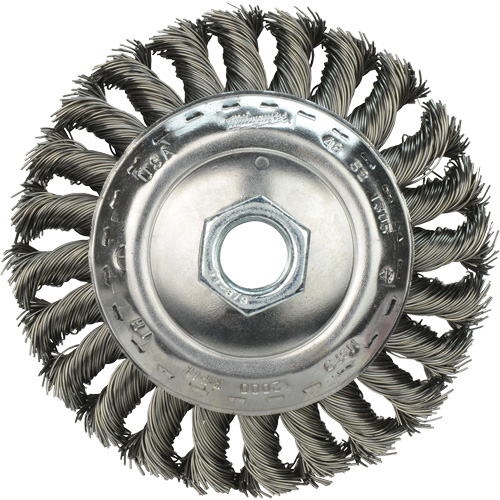 Brosse &agrave; fils nou&eacute;s biseaut&eacute;e, 4" dia., Fils 0,023", Arbre 5/8"-11 Dufferin Supply